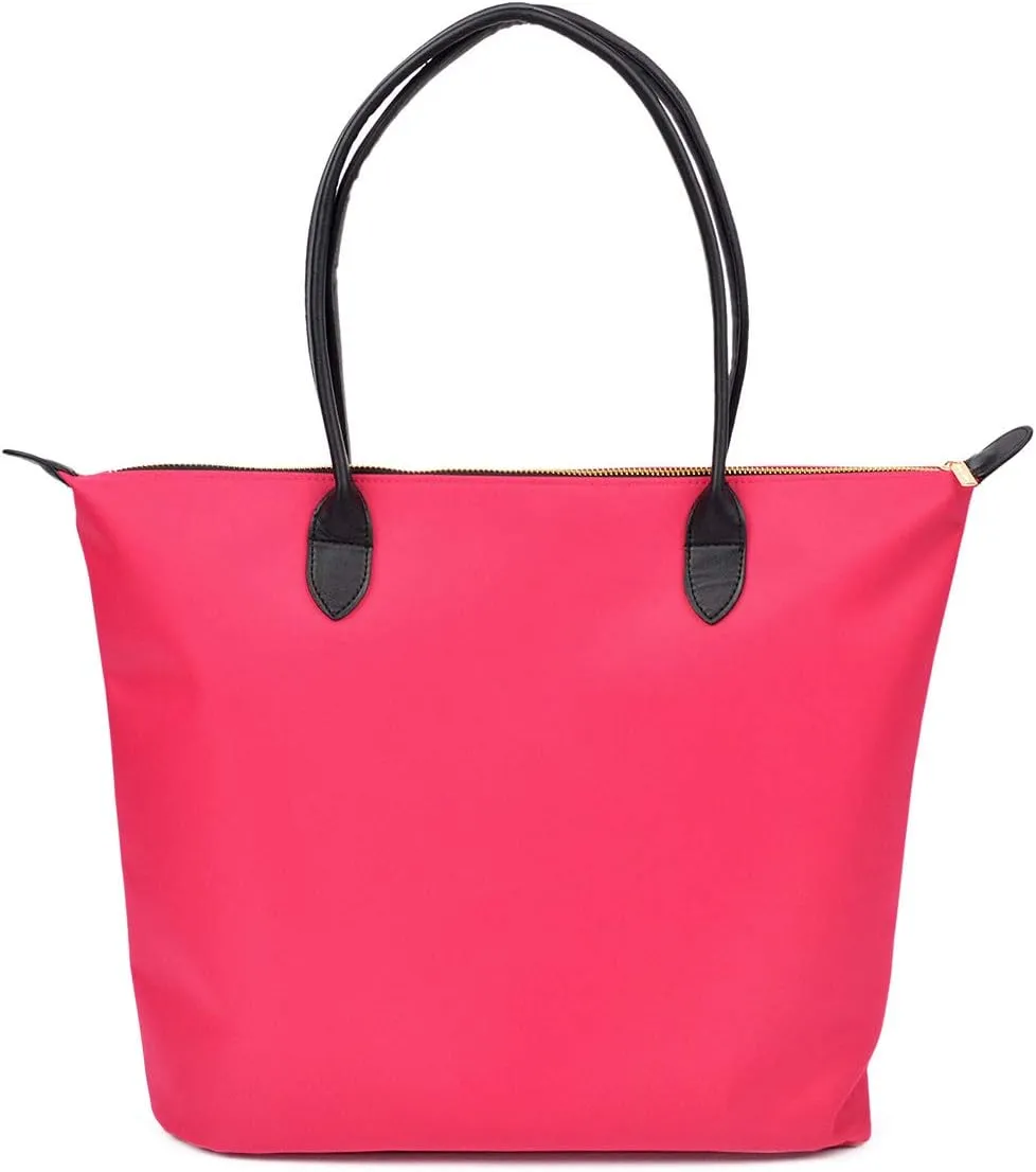 Premium Large Nylon Tote Water Resistant Top Zip Shoulder Bag Handbag