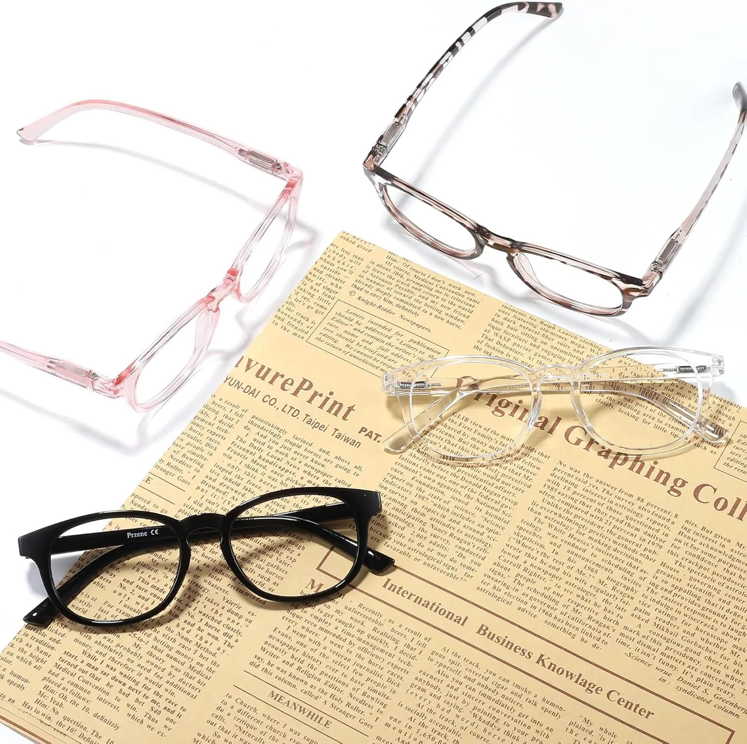 Przene Reading Glasses for Men Women Blue Light Blocking Readers Spring Hinges Lightweight Style Pack
