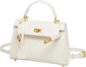 PU Leather Purses and Handbags for Women Ladies Crocodile Print Top Handle Satchel Small Work Crossbody Shoulder Bags