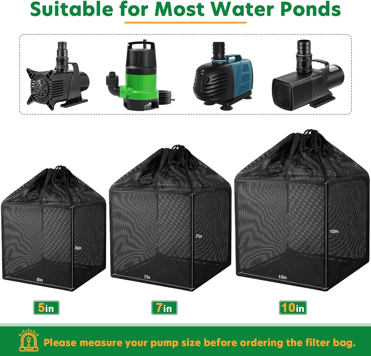 Pump Barrier Bag, Pond Filter Bag, Anti-Clogging Cube Filter Box, Black Media Bag Pump Mesh Bag for Outdoor Water Fish Ponds(10 inch)