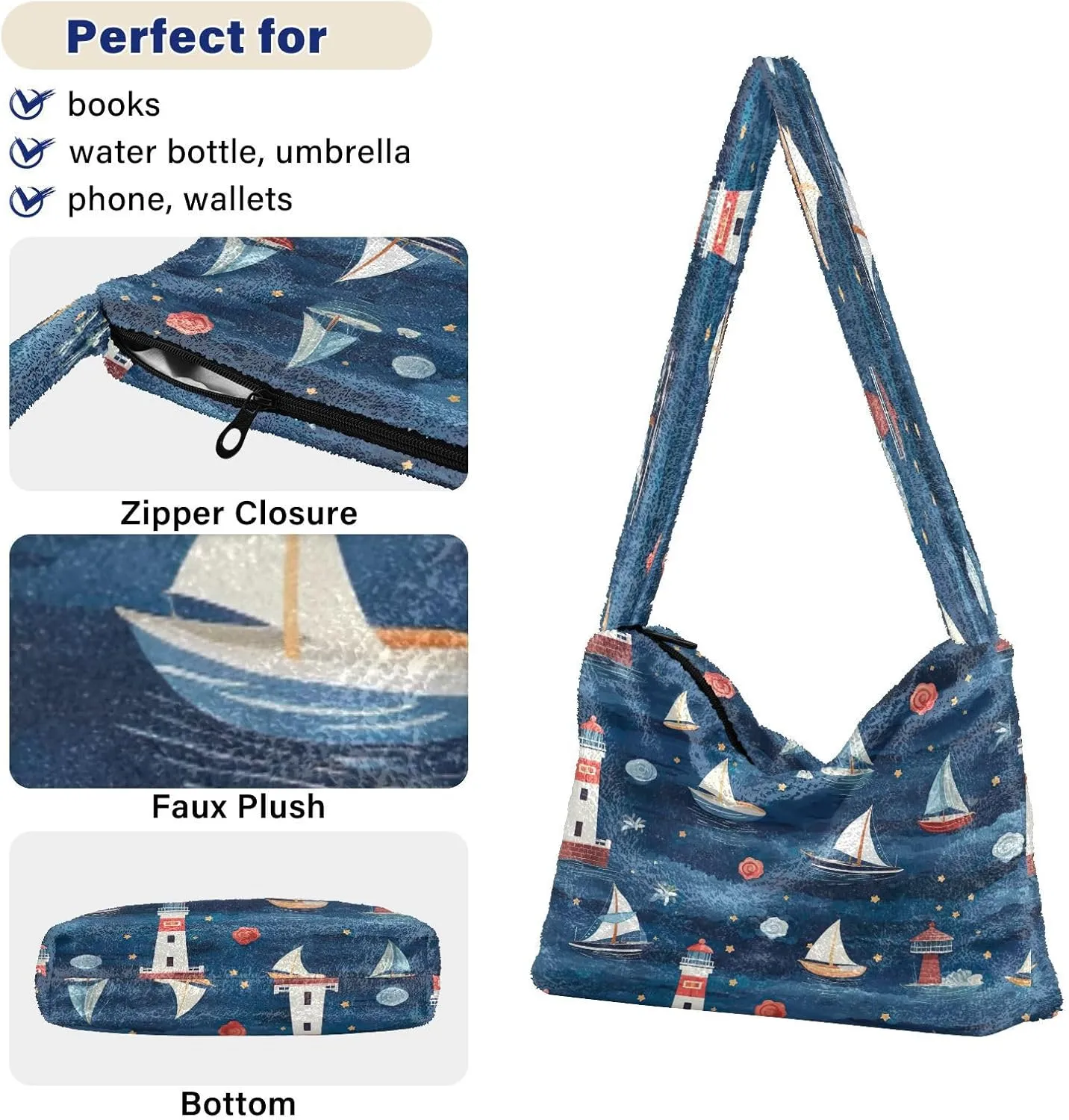 Pumpkin Shoulder Tote Bag, Tote Bag with Zipper Closure, Womens Outdoor Bag