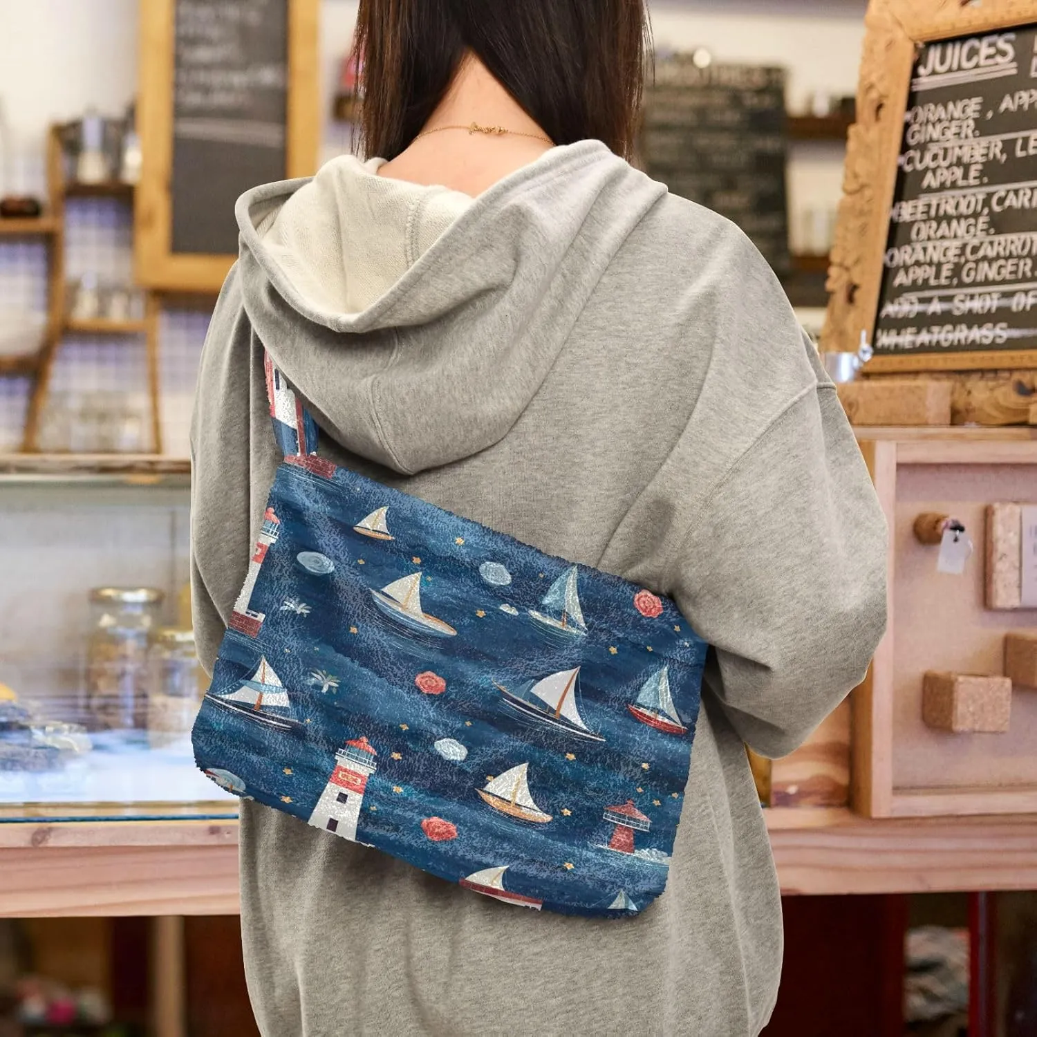 Pumpkin Shoulder Tote Bag, Tote Bag with Zipper Closure, Womens Outdoor Bag