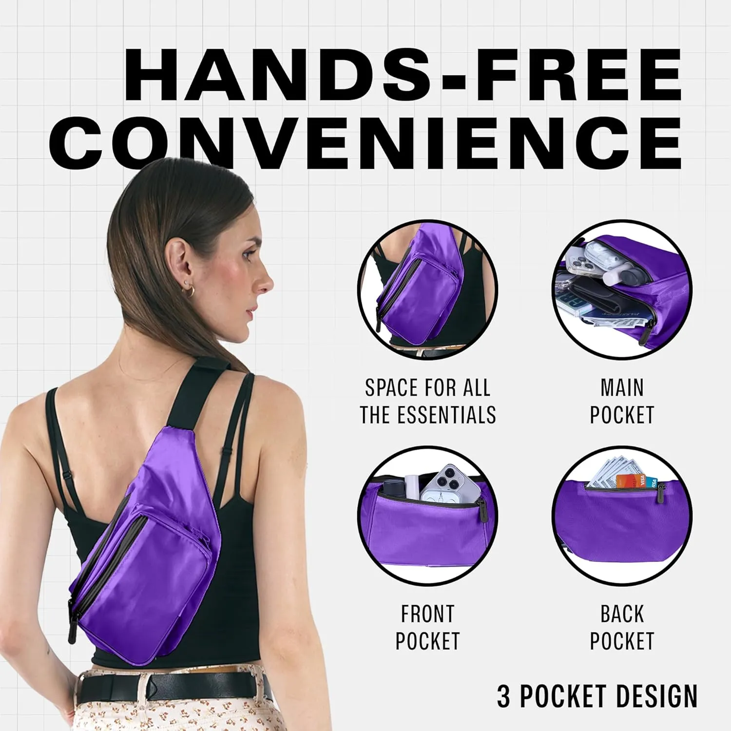 Purple Fanny Pack Belt Bag I Mens Fanny Packs for Women Fashionable - Crossbody Bag Bum bag Waist Bag Waist Pack - Hands Free for Hiking, Running, Travel, Waterproof and more