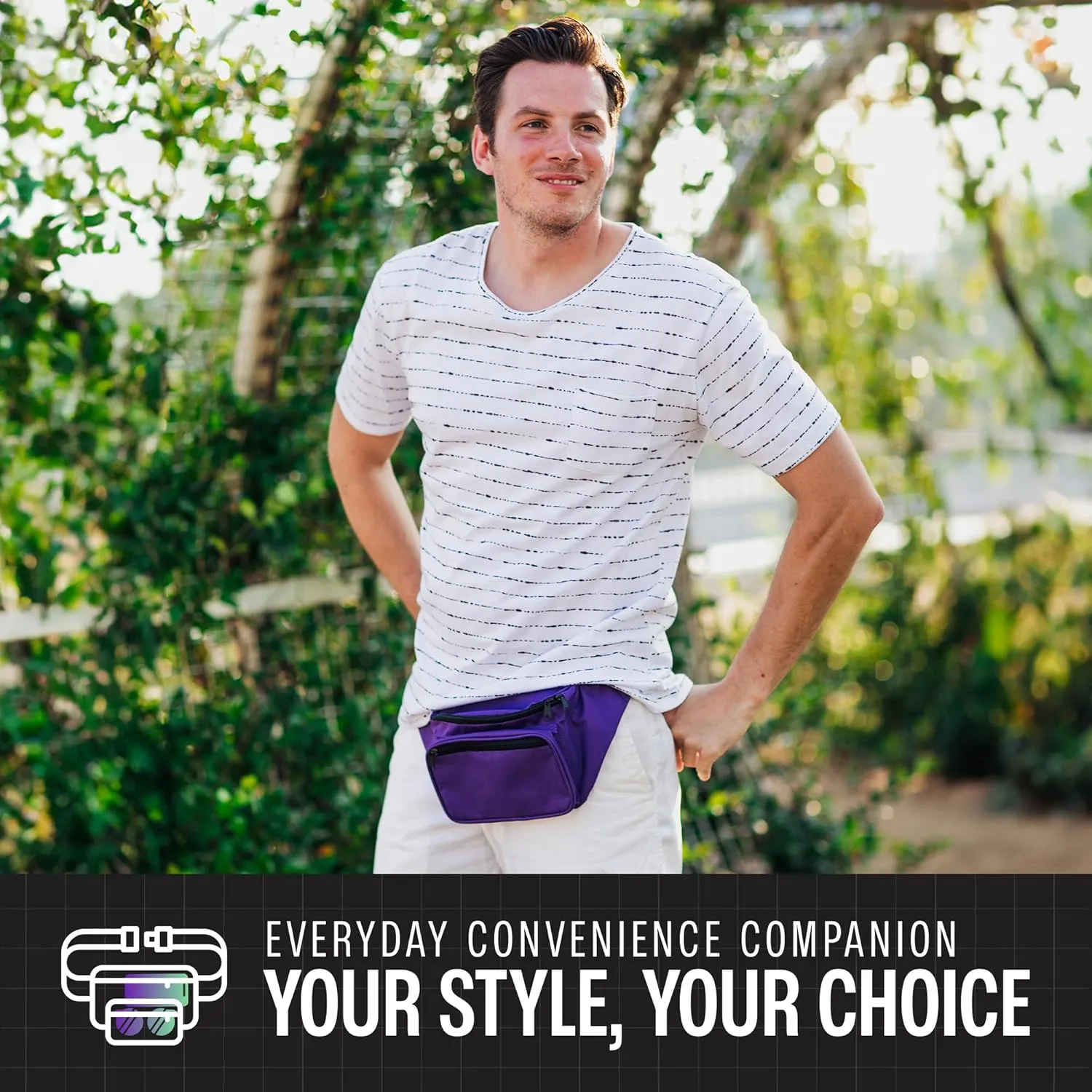 Purple Fanny Pack Belt Bag I Mens Fanny Packs for Women Fashionable - Crossbody Bag Bum bag Waist Bag Waist Pack - Hands Free for Hiking, Running, Travel, Waterproof and more