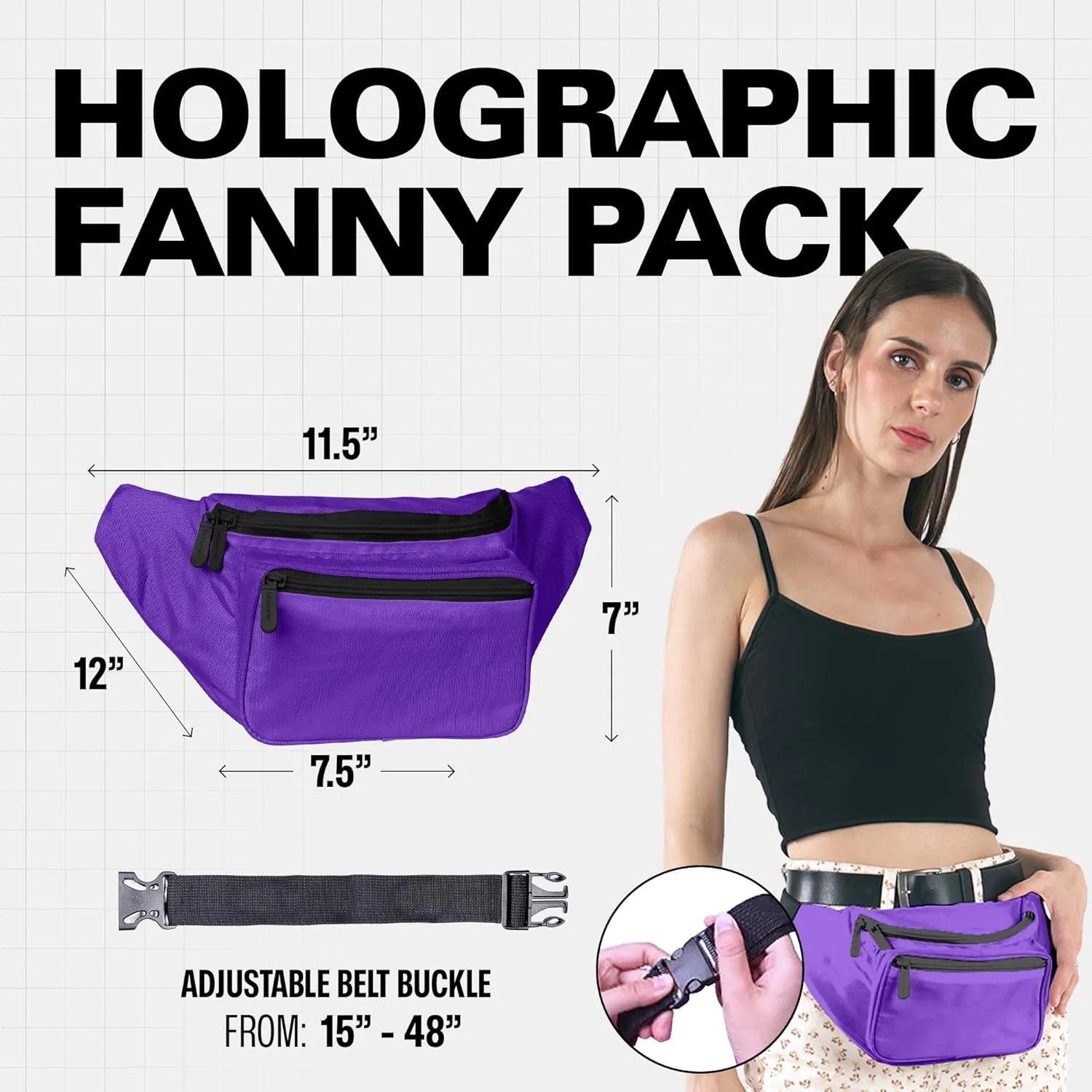 Purple Fanny Pack Belt Bag I Mens Fanny Packs for Women Fashionable - Crossbody Bag Bum bag Waist Bag Waist Pack - Hands Free for Hiking, Running, Travel, Waterproof and more