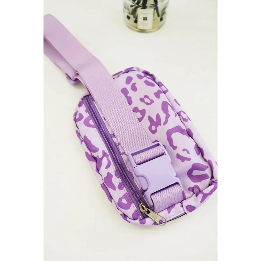 Purple Leopard Crossbody Fanny Pack Belt Bag Love and Repeat