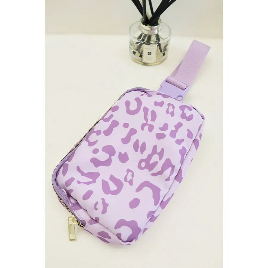 Purple Leopard Crossbody Fanny Pack Belt Bag Love and Repeat