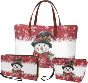 Purse and Handbag Set for Women, Large Hobo Bag with Wallet and Make Up Bag, 3 Piece Top Handle Purse Set