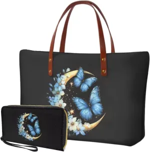 Purse and Wallet Set Large Shoulder Satchel Purse Tote Handbags with PU Wallet for Party Work Shopping Travel