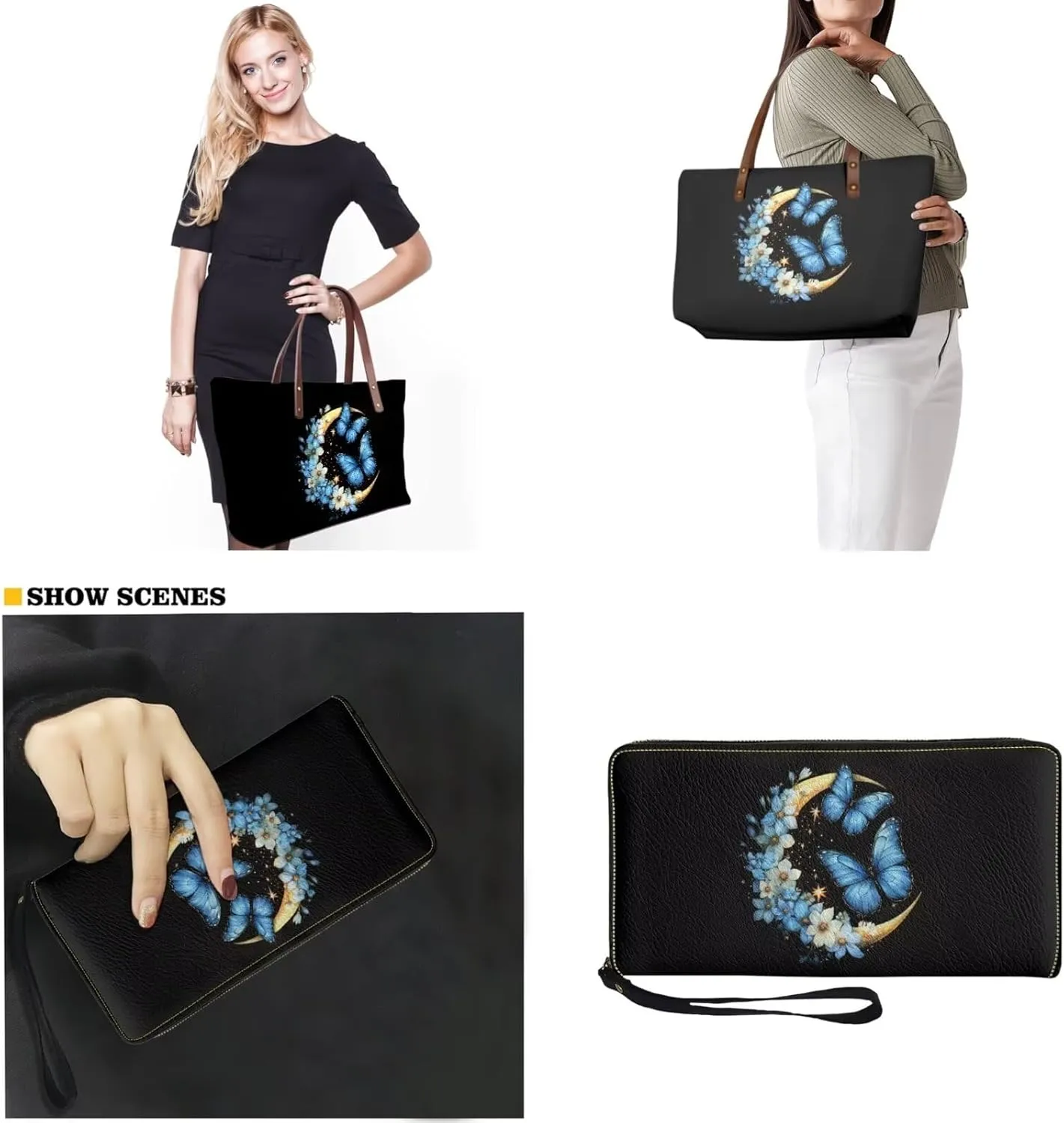 Purse and Wallet Set Large Shoulder Satchel Purse Tote Handbags with PU Wallet for Party Work Shopping Travel