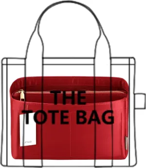 Purse Organizer Insert For Handbags, Purse Organizer With Zipper, Neverfull Organizer, Bag Organizer For Speedy Neverfull ONTHEGO Tote, Handbag and More (Silky Red, Large)
