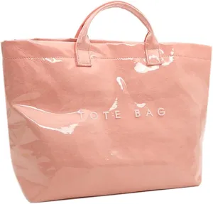PVC Tote Bag for Women Large Letters Print Handbag Plastic Clear Tote Bag Kraft Paper Handbag