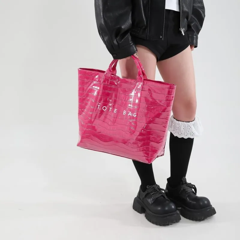 PVC Tote Bag for Women Snake Skin Print Purse Clear Plastic Tote Bag Large Kraft Paper Handbag
