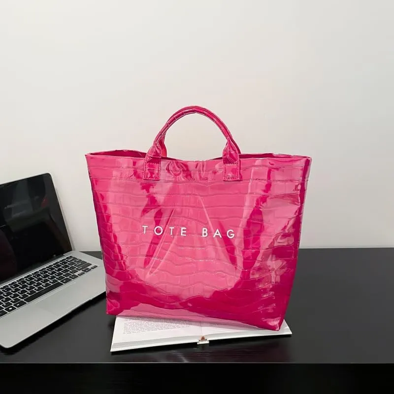 PVC Tote Bag for Women Snake Skin Print Purse Clear Plastic Tote Bag Large Kraft Paper Handbag