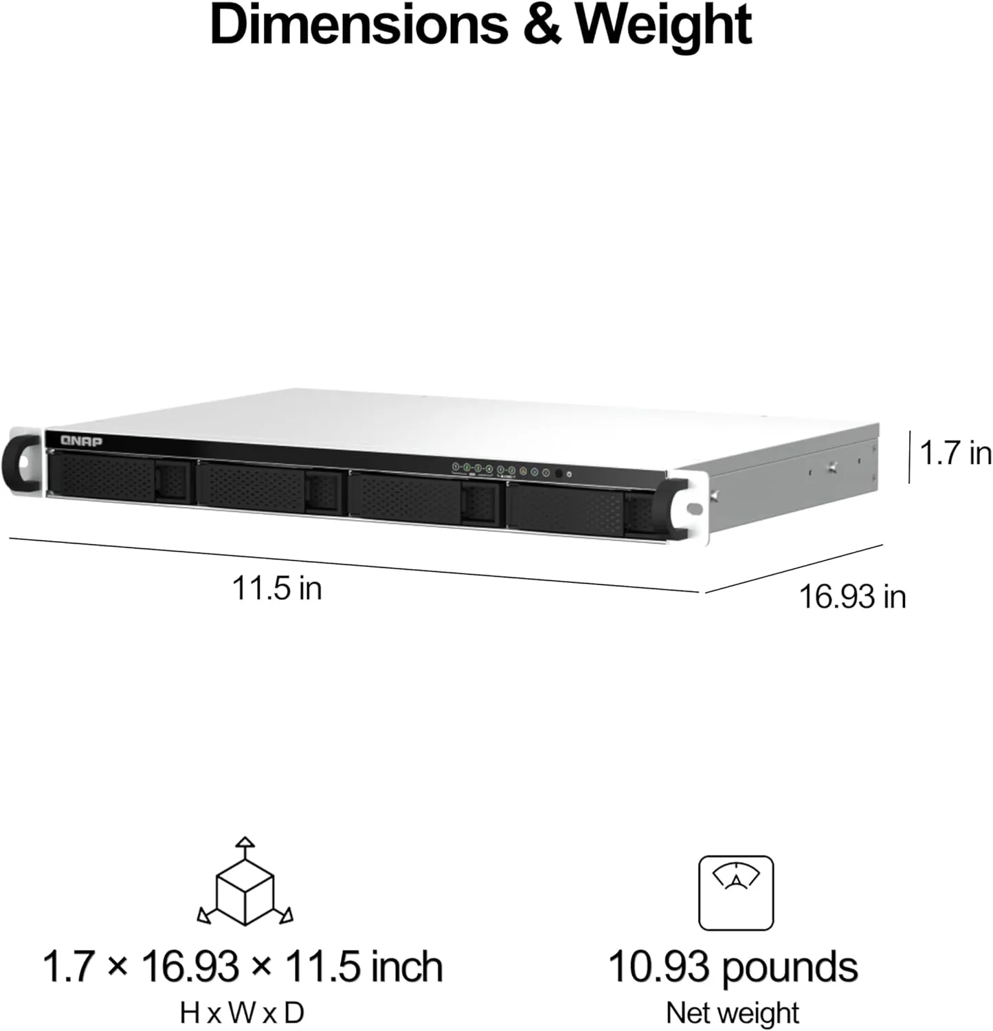 QNAP TS-464eU-8G-US 4 Bay High-Speed 1U Short Depth Rackmount NAS with Dual-2.5GbE, Intel Celeron CPU, 8GB DDR4 Memory and 2.5GbE (2.5G/1G/100M) Network Connectivity (Diskless)