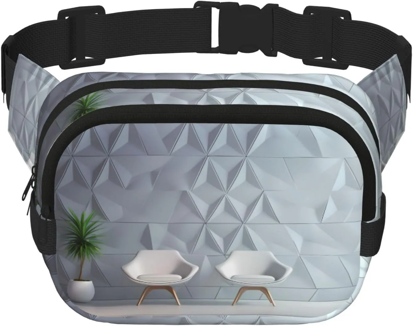 Quiet space Fitness travel shoulder bag, fashionable and casual waist bag, square double-layer waist bag