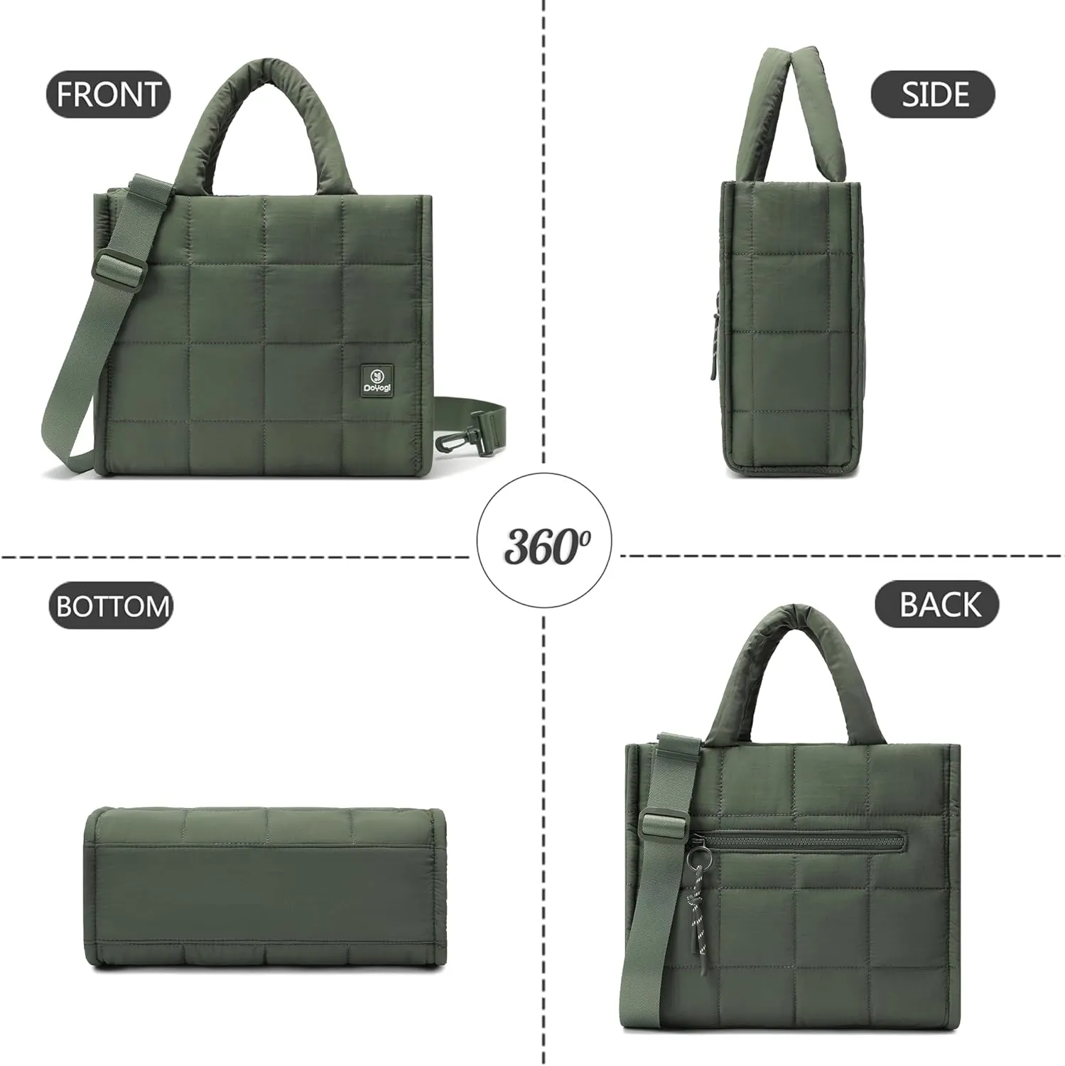 Quilted Crossbody Bags for Women - Small Tote Shoulder Puffer Weekender Overnight Handbag Organizer
