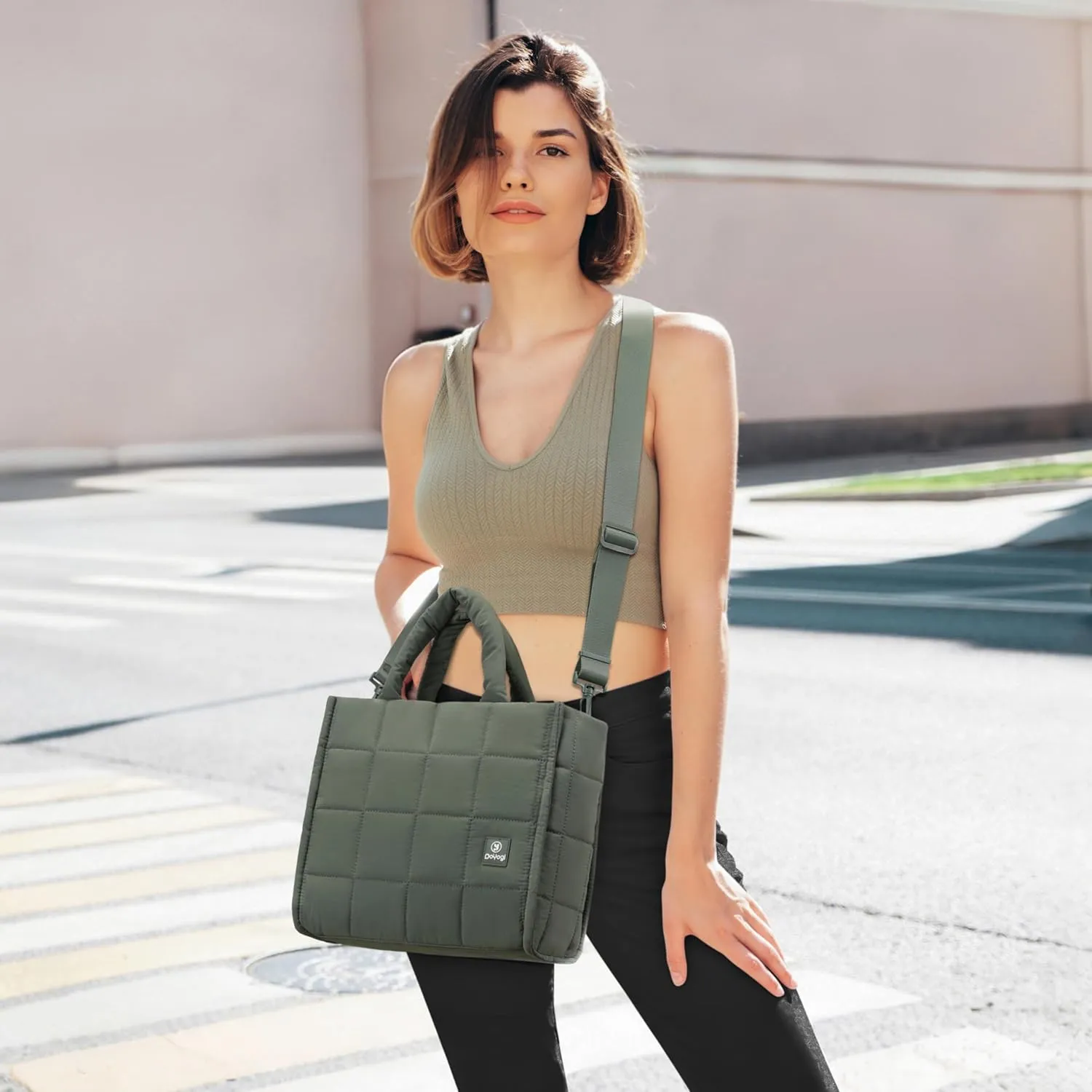 Quilted Crossbody Bags for Women - Small Tote Shoulder Puffer Weekender Overnight Handbag Organizer