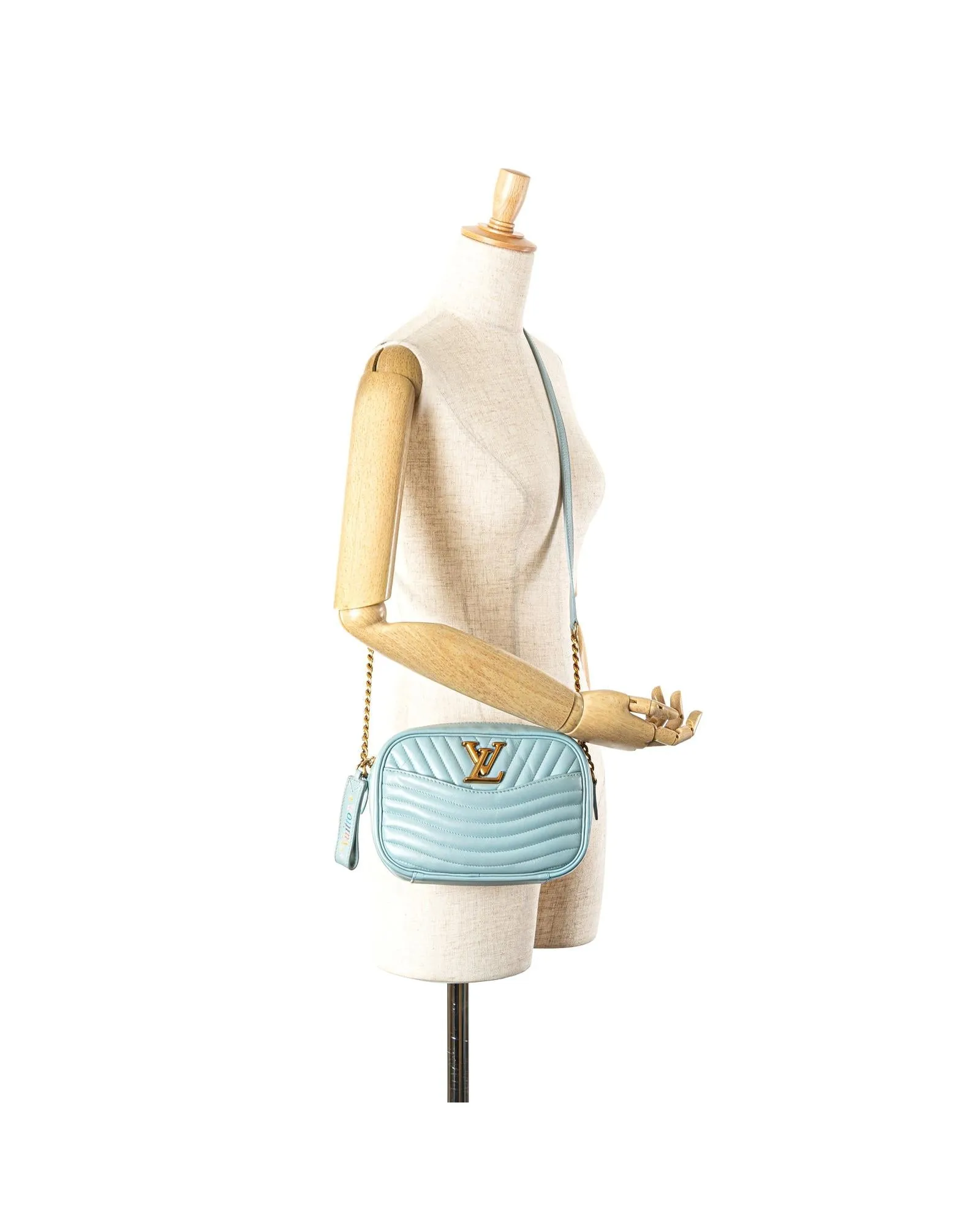 Quilted Leather Camera Bag with Chain Strap