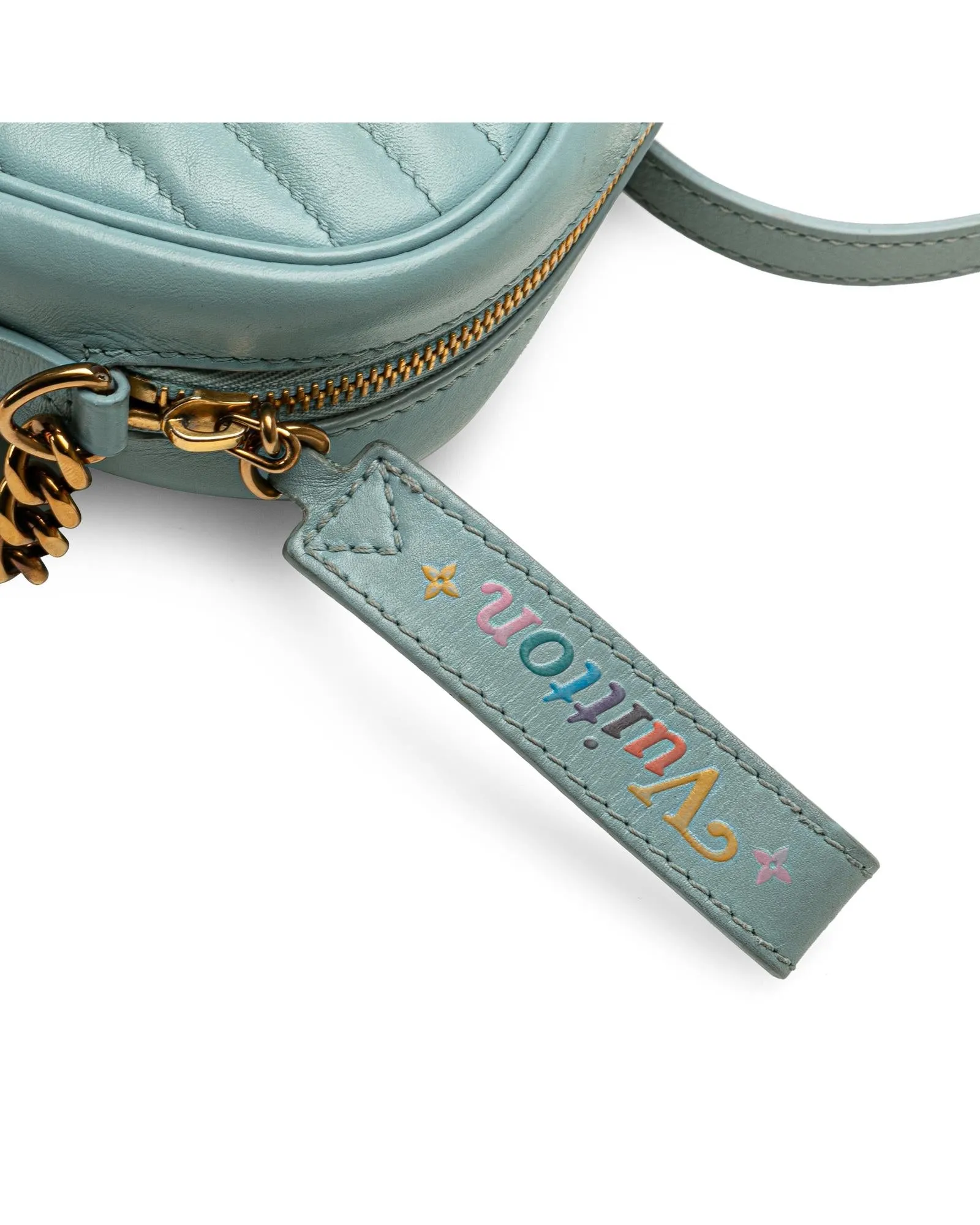 Quilted Leather Camera Bag with Chain Strap
