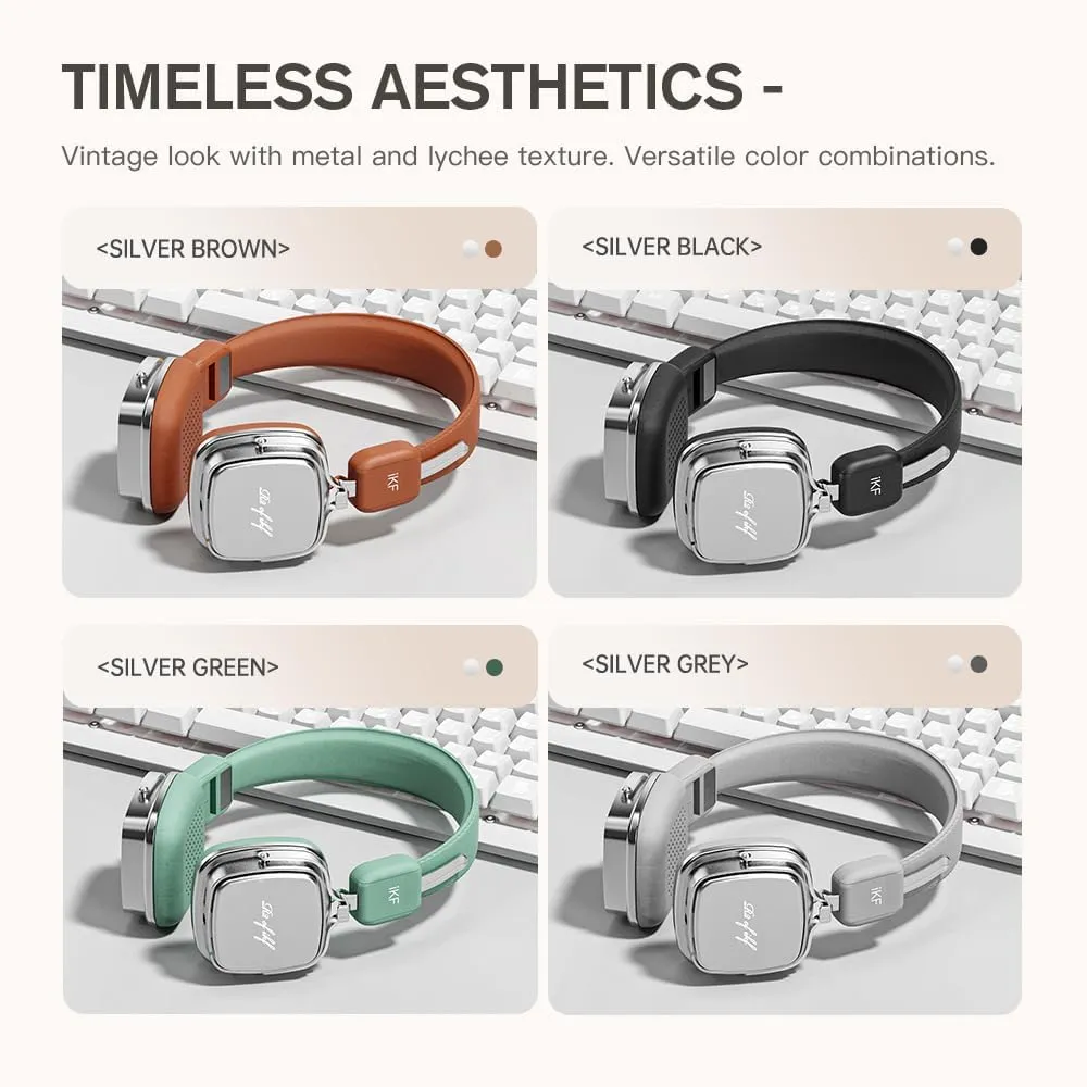 R2 Retro Classic Wireless Headphones,On Ear Headset,Ergonomic Design,40mm Drivers, ENC Clear Call, Bluetooth & Wired Dual Mode, 60H Playback,Throwback 80s 90s,OOTD(Brown)