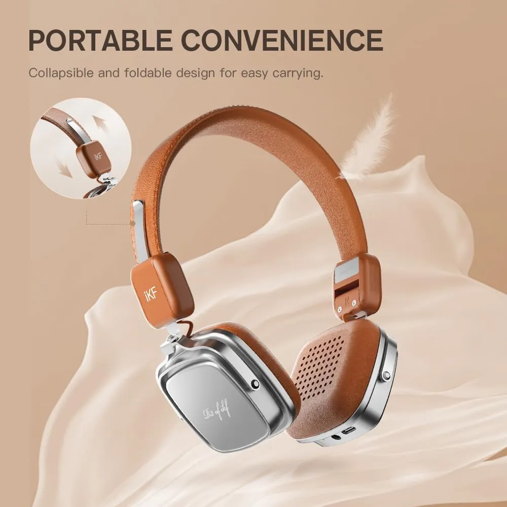 R2 Retro Classic Wireless Headphones,On Ear Headset,Ergonomic Design,40mm Drivers, ENC Clear Call, Bluetooth & Wired Dual Mode, 60H Playback,Throwback 80s 90s,OOTD(Brown)
