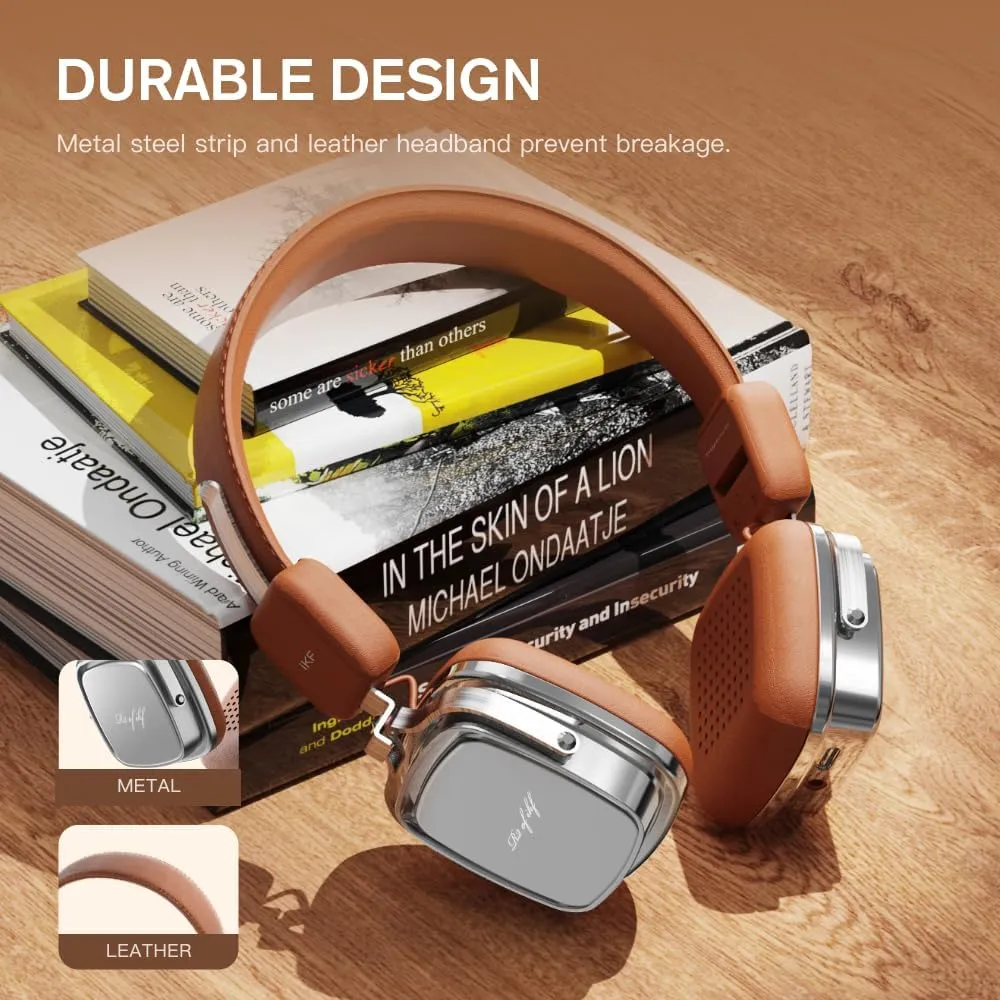 R2 Retro Classic Wireless Headphones,On Ear Headset,Ergonomic Design,40mm Drivers, ENC Clear Call, Bluetooth & Wired Dual Mode, 60H Playback,Throwback 80s 90s,OOTD(Brown)