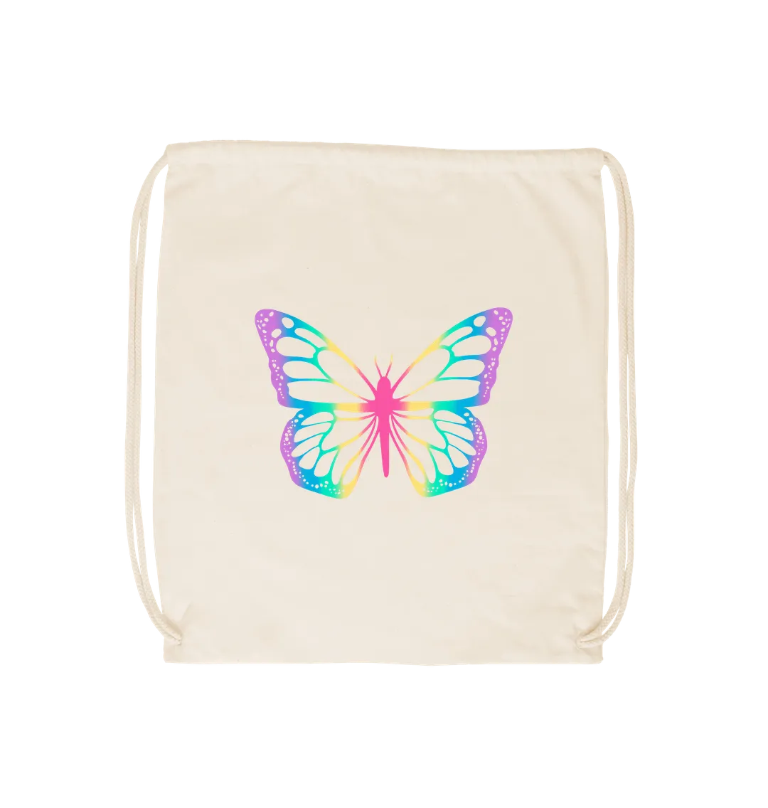 Rainbow Butterfly Drawstring Bag