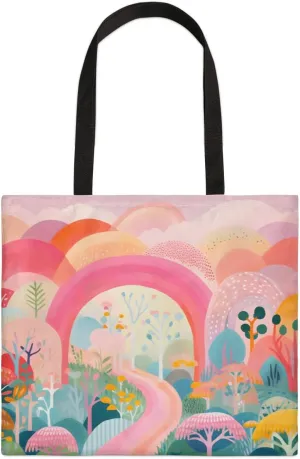 Rainbow Forest Canvas Tote Bag for Women Men Stylish Tote Handbag Shoulder Bag Reusable Grocery Bag