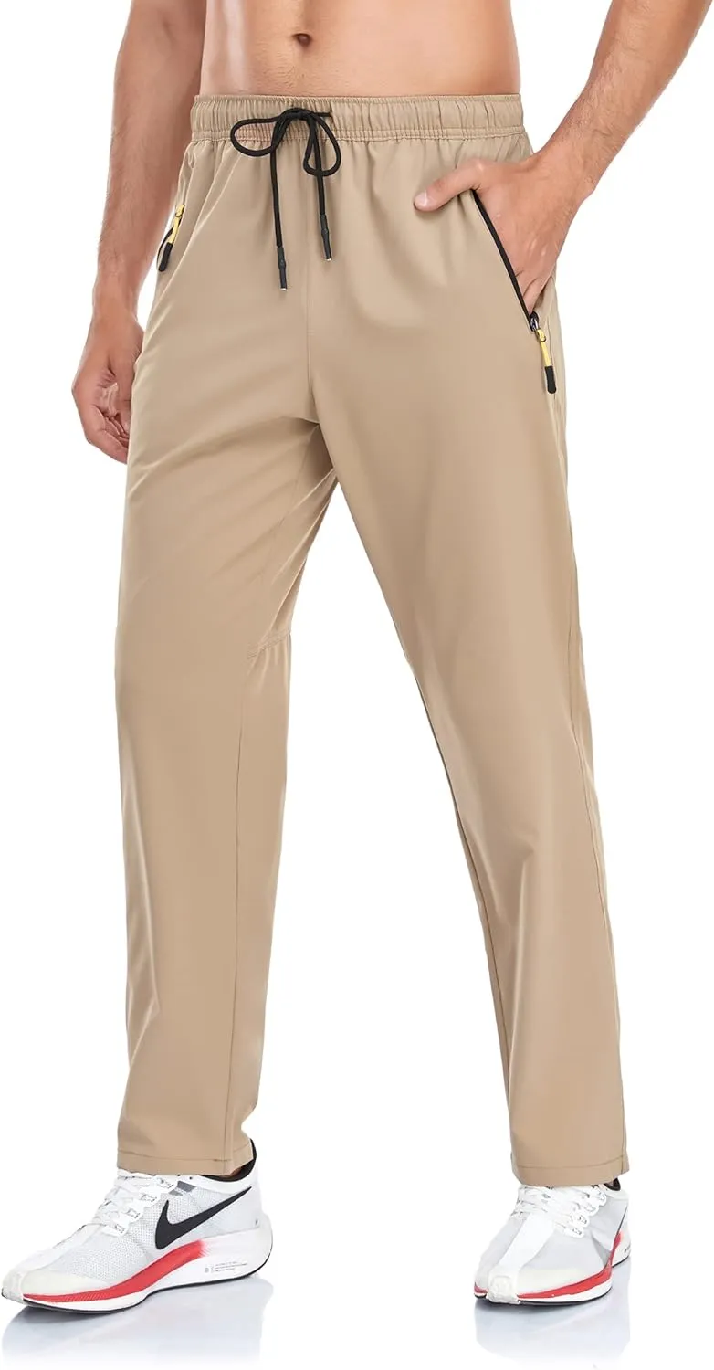 Rapoo Men's Lightweight Pants with Zipper Pockets Quick Dry Workout Athletic Travel Pants