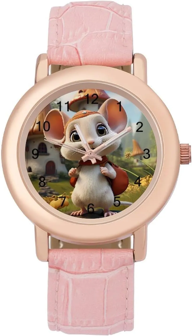 Rat Women's Leather Strap Watch Casual Watch Band Wristwatch Dress Watch for Home Work