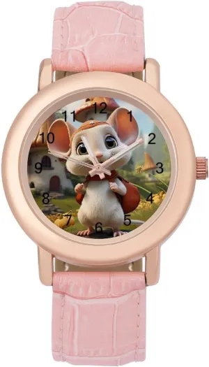Rat Women's Leather Strap Watch Casual Watch Band Wristwatch Dress Watch for Home Work