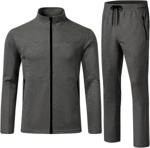 Rdruko Men's Tracksuits 2 Piece Set Athletic Sports Casual Full Zip Jogging Sweatsuit Suit