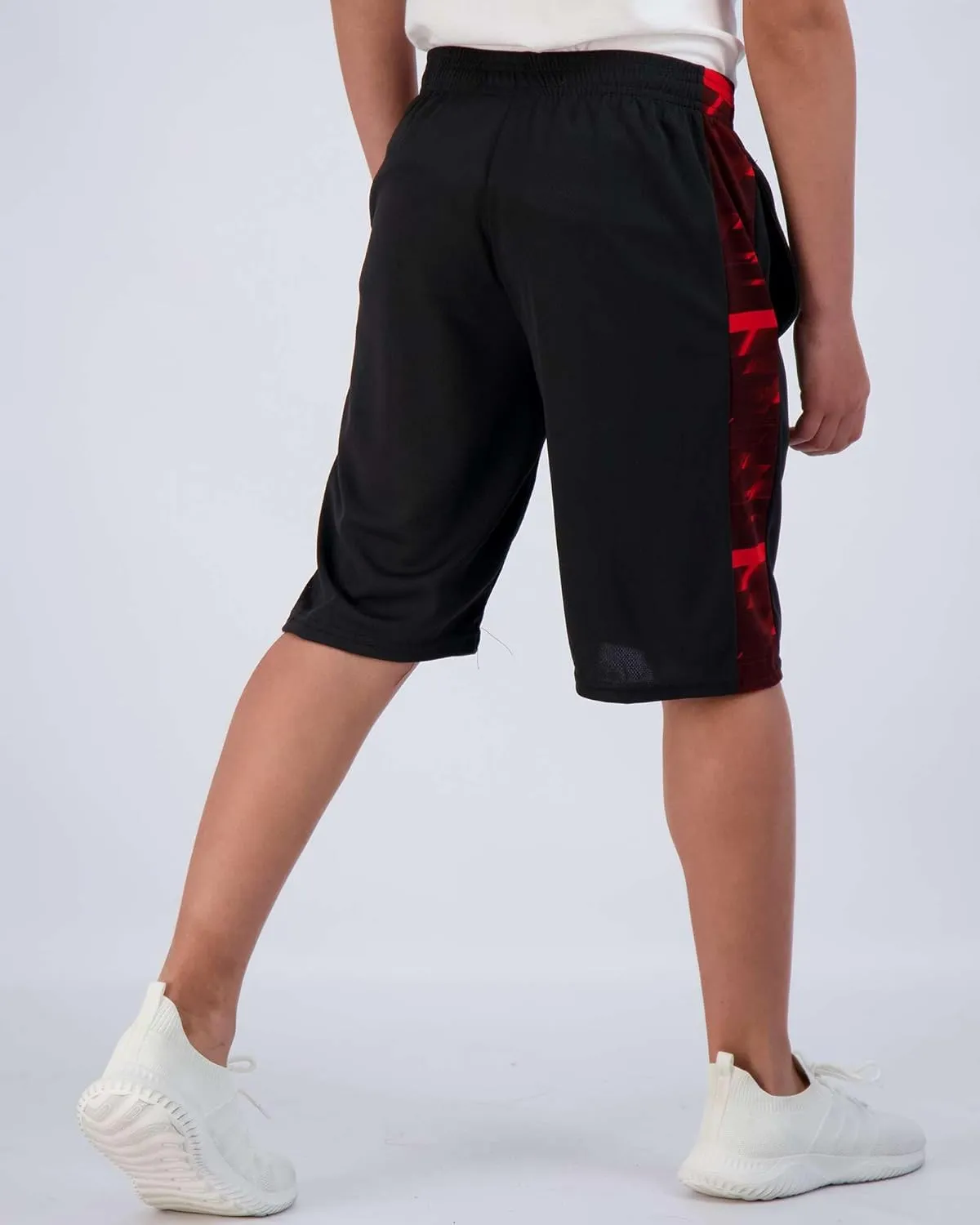 Real Essentials Boys' 5-Pack Mesh Active Athletic Performance Basketball Shorts with Pockets