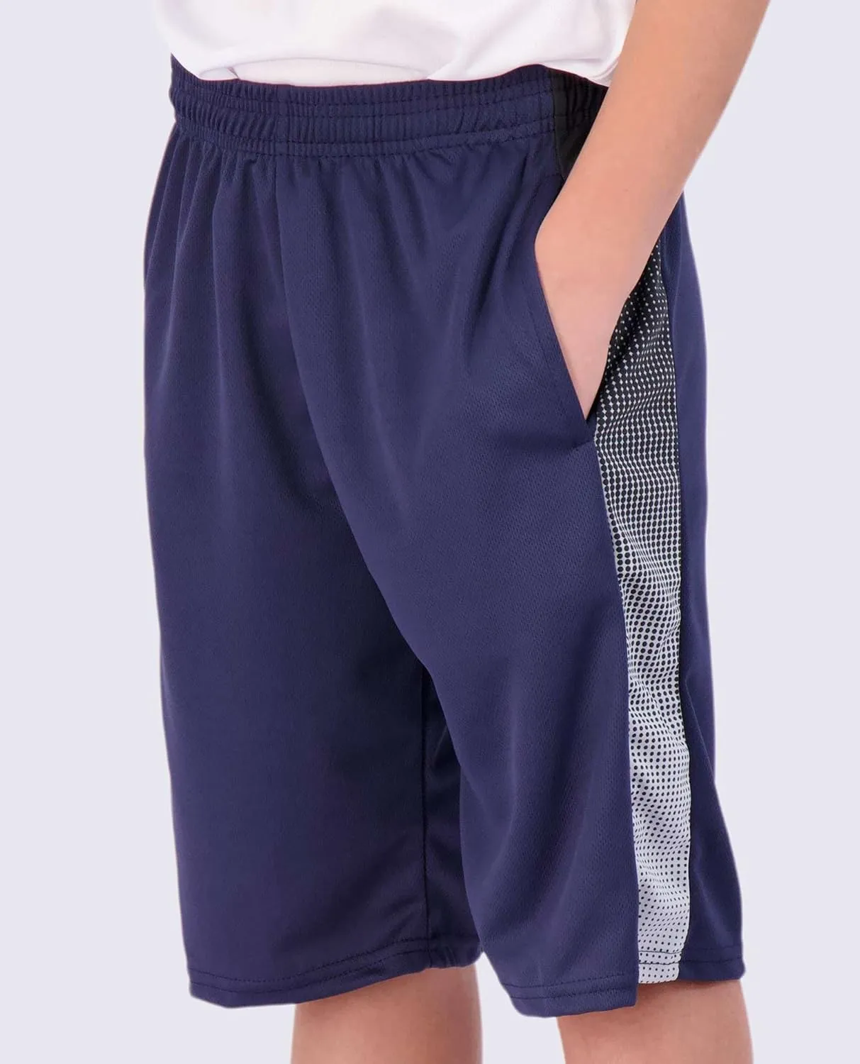 Real Essentials Boys' 5-Pack Mesh Active Athletic Performance Basketball Shorts with Pockets