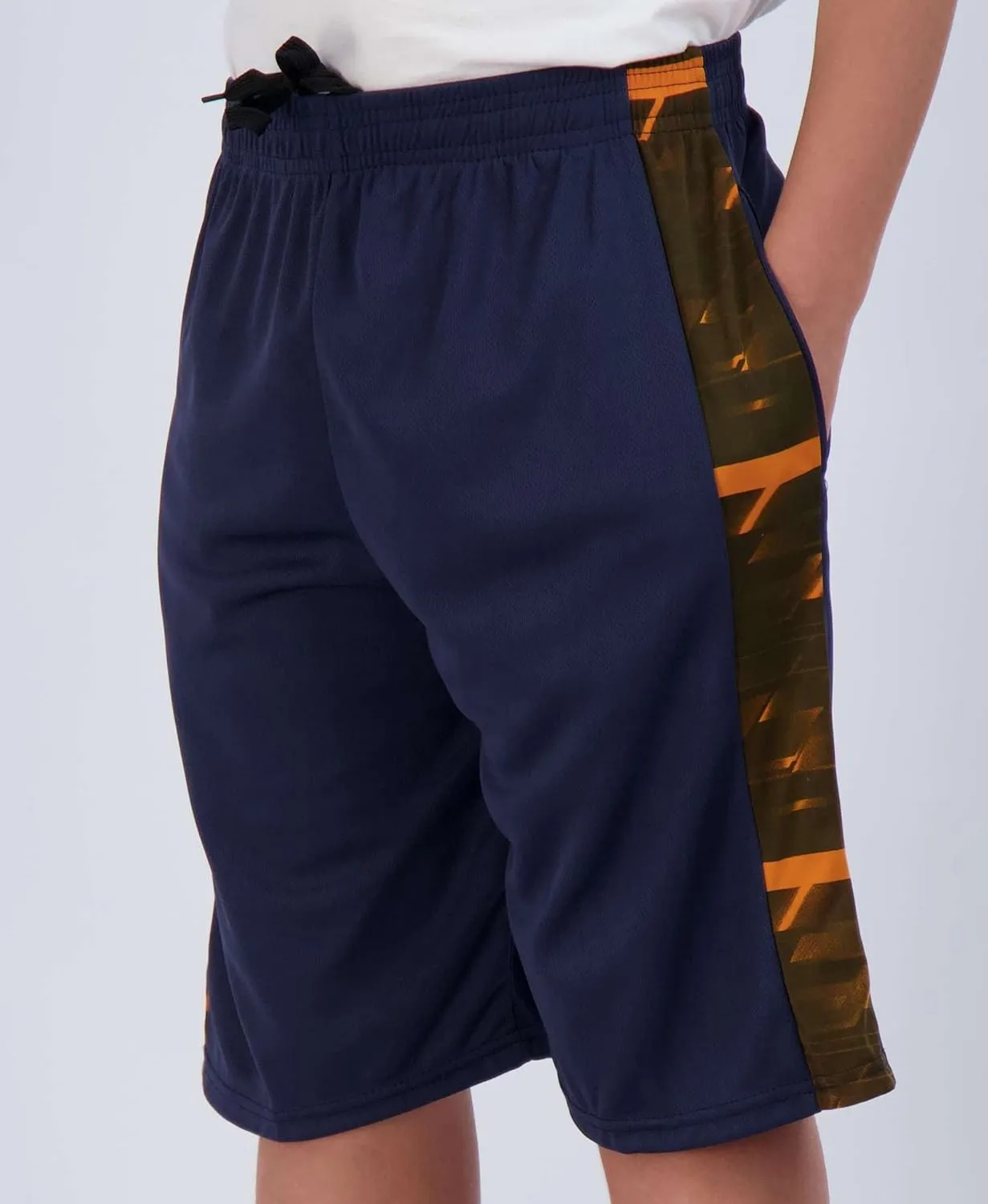 Real Essentials Boys' 5-Pack Mesh Active Athletic Performance Basketball Shorts with Pockets