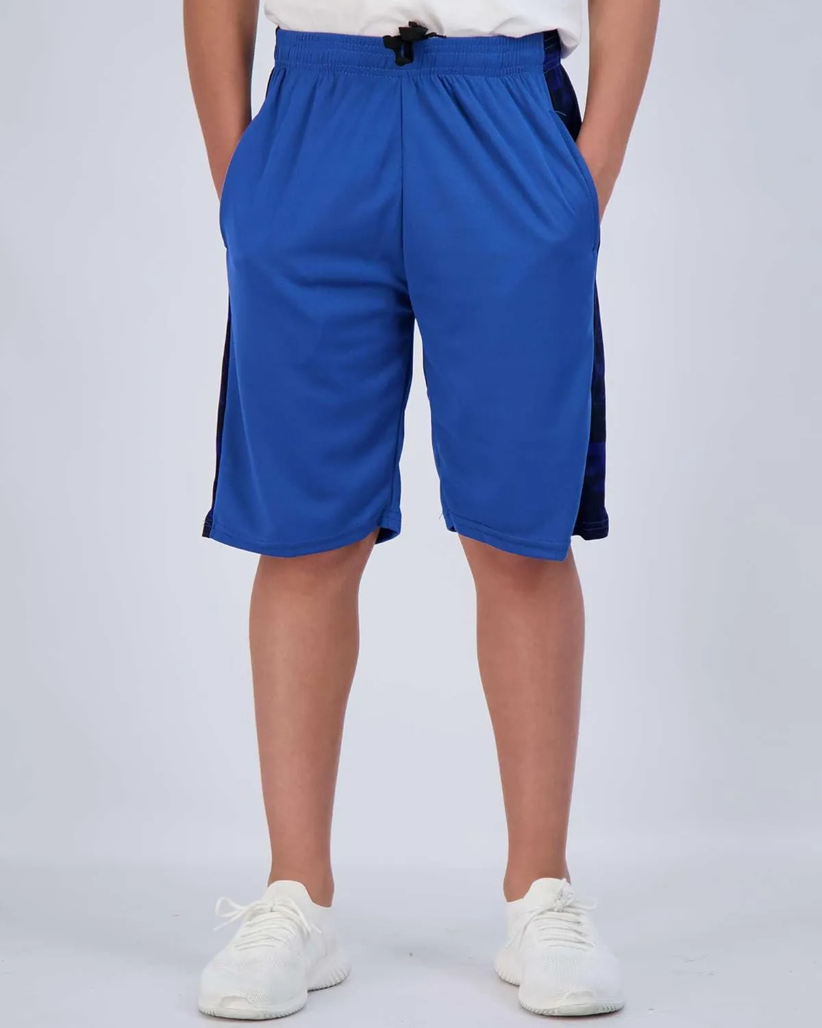 Real Essentials Boys' 5-Pack Mesh Active Athletic Performance Basketball Shorts with Pockets