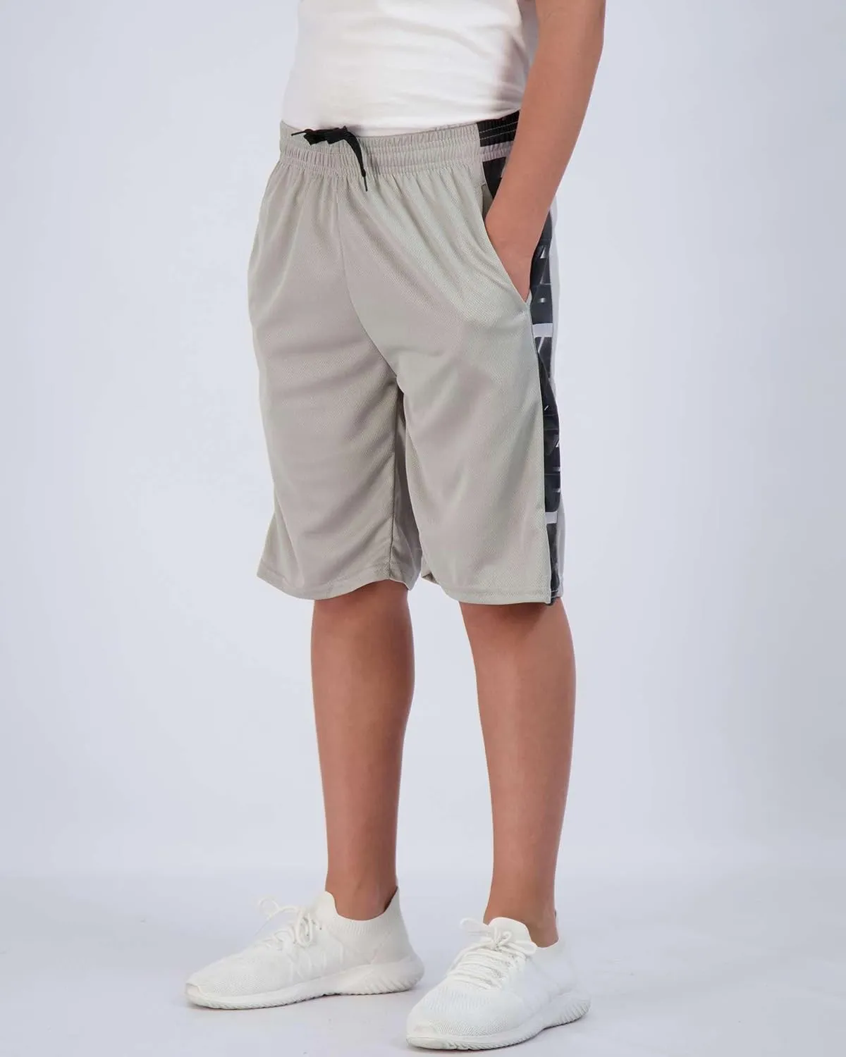 Real Essentials Boys' 5-Pack Mesh Active Athletic Performance Basketball Shorts with Pockets