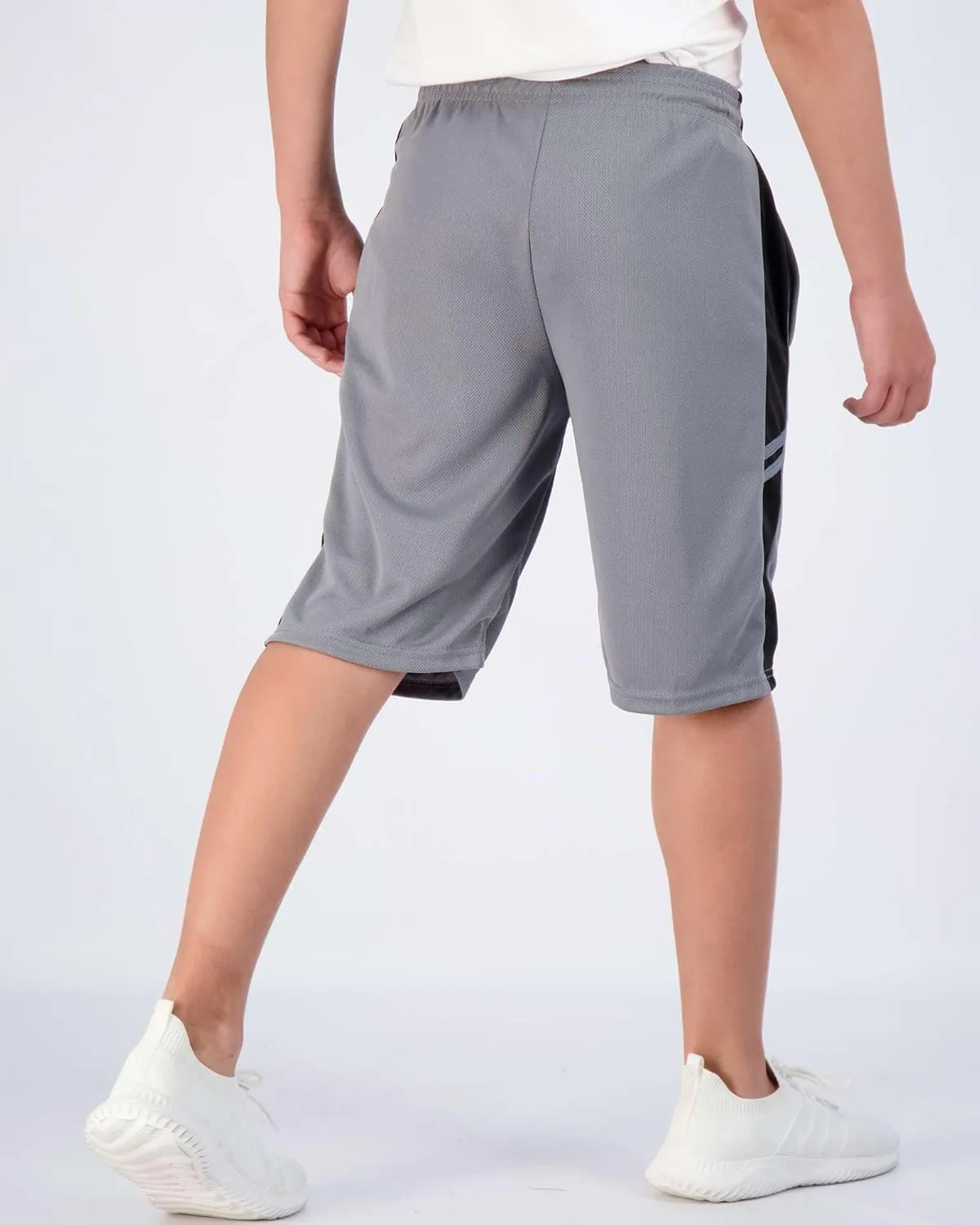 Real Essentials Boys' 5-Pack Mesh Active Athletic Performance Basketball Shorts with Pockets