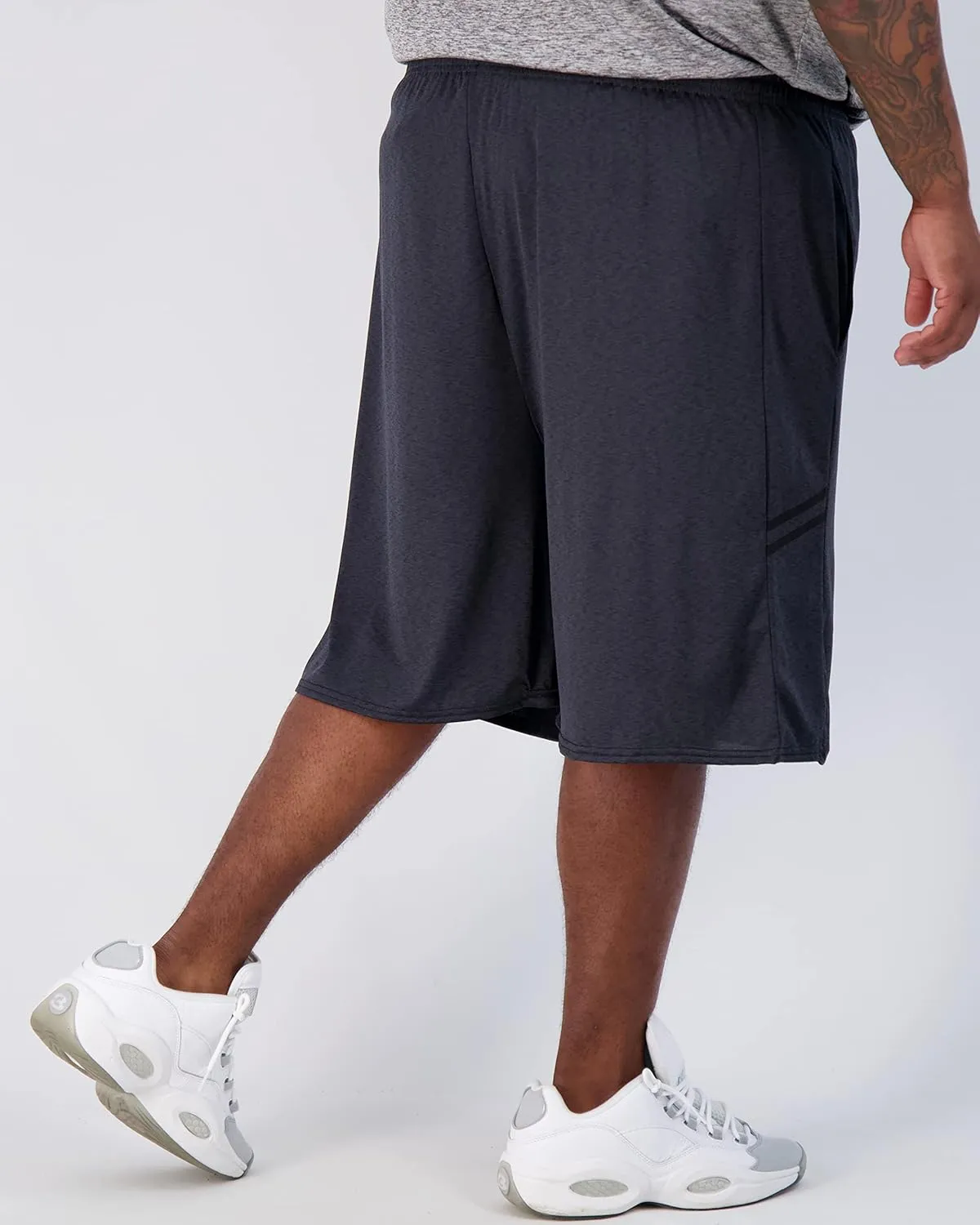Real Essentials Men's Big & Tall 3-Pack Dry Fit & Mesh Active Athletic Perfomance Shorts (3X-5X)