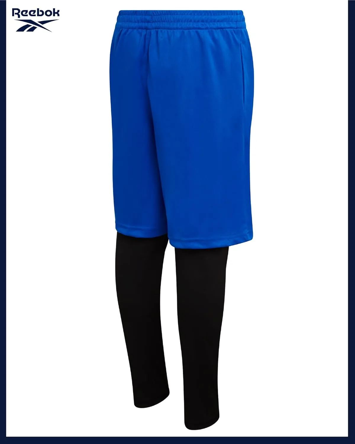 Reebok Boys Basketball Shorts - 2-in-1 Boys Athletic Shorts for Running with Compression Leggings, Pockets, and Drawstring