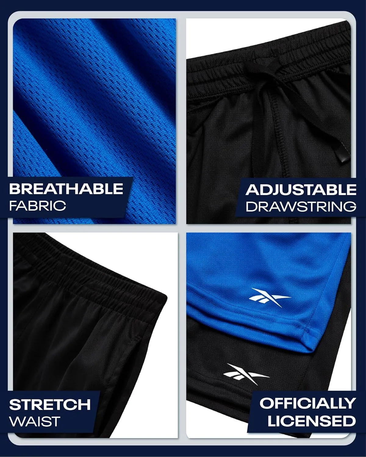 Reebok Boys Basketball Shorts 2 Pack – Mesh Athletic Shorts for Boys, Gym Shorts for Basketball, Running, and Everyday Play