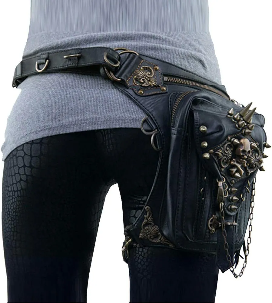Retro Crossbody Bag Vintage Steampunk Waist Pack Women Motorcycle Leg Purse Shoulder Bag