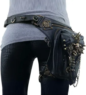 Retro Crossbody Bag Vintage Steampunk Waist Pack Women Motorcycle Leg Purse Shoulder Bag