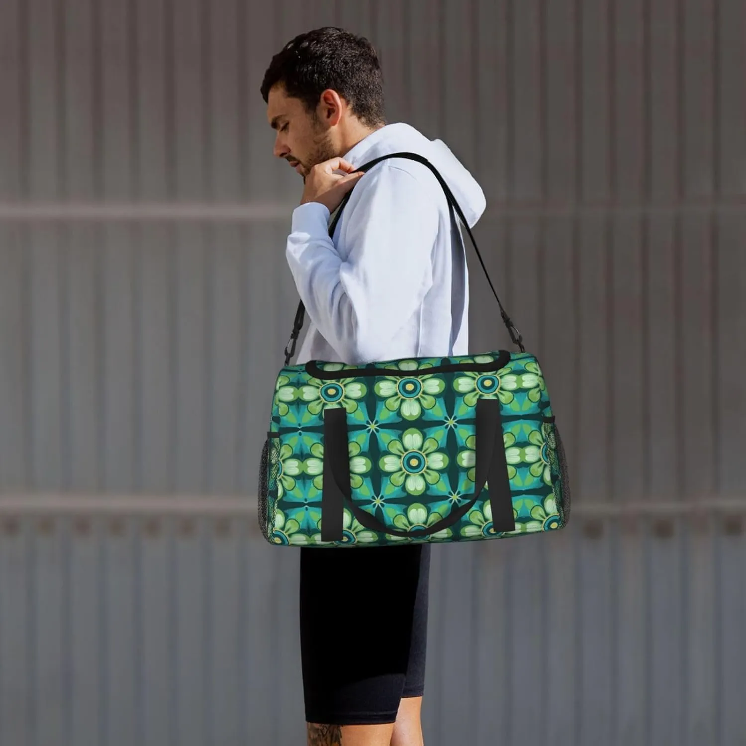 Retro Floral Art Duffle Bag Foldable Travel Tote Bag Carry On Large Weekender Overnight Bags Waterproof Gym Bag For Women Men