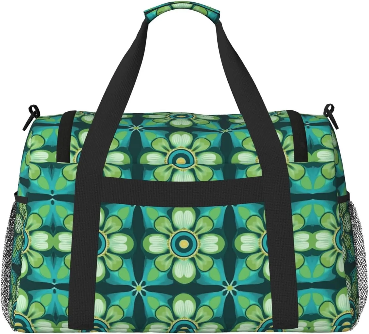 Retro Floral Art Duffle Bag Foldable Travel Tote Bag Carry On Large Weekender Overnight Bags Waterproof Gym Bag For Women Men