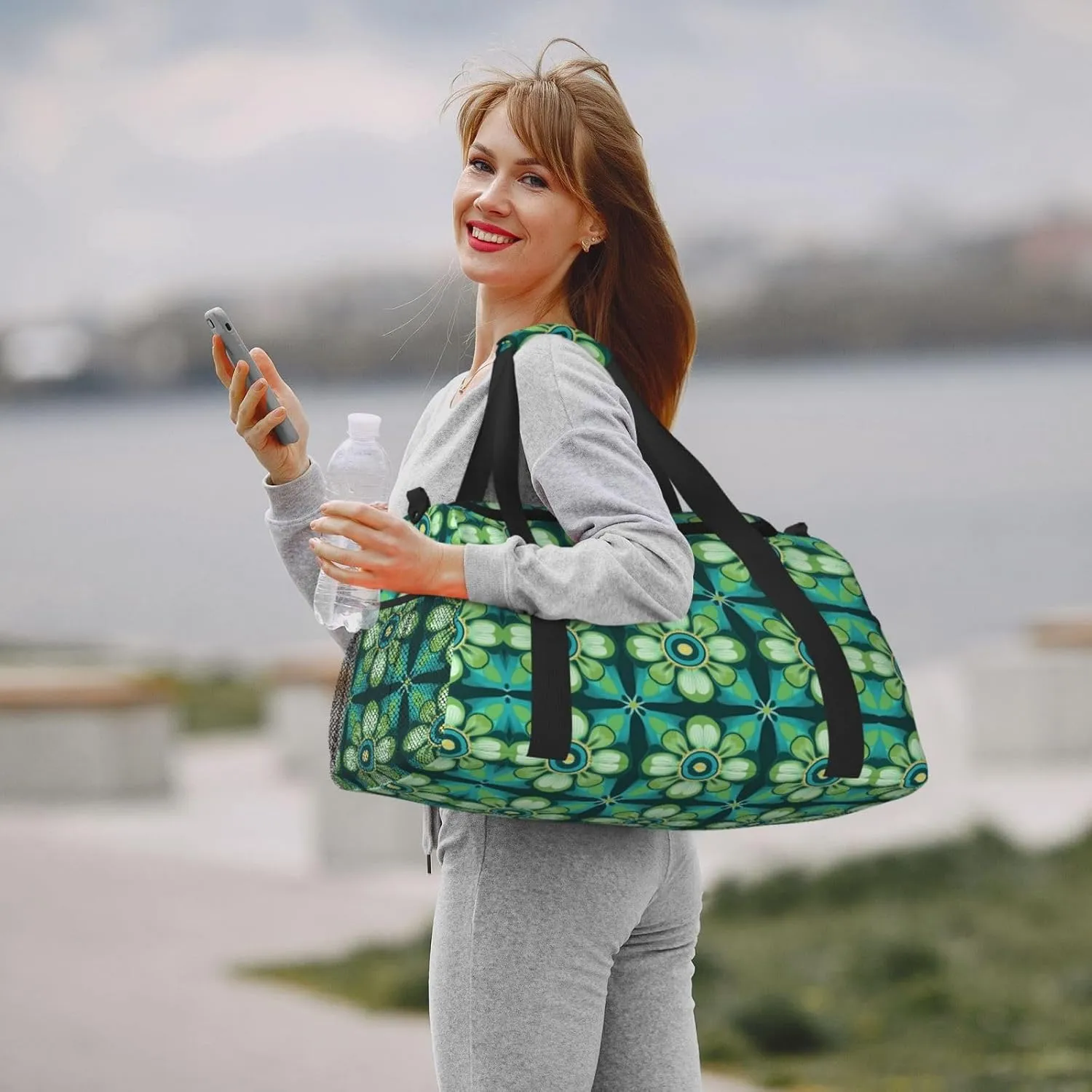 Retro Floral Art Duffle Bag Foldable Travel Tote Bag Carry On Large Weekender Overnight Bags Waterproof Gym Bag For Women Men