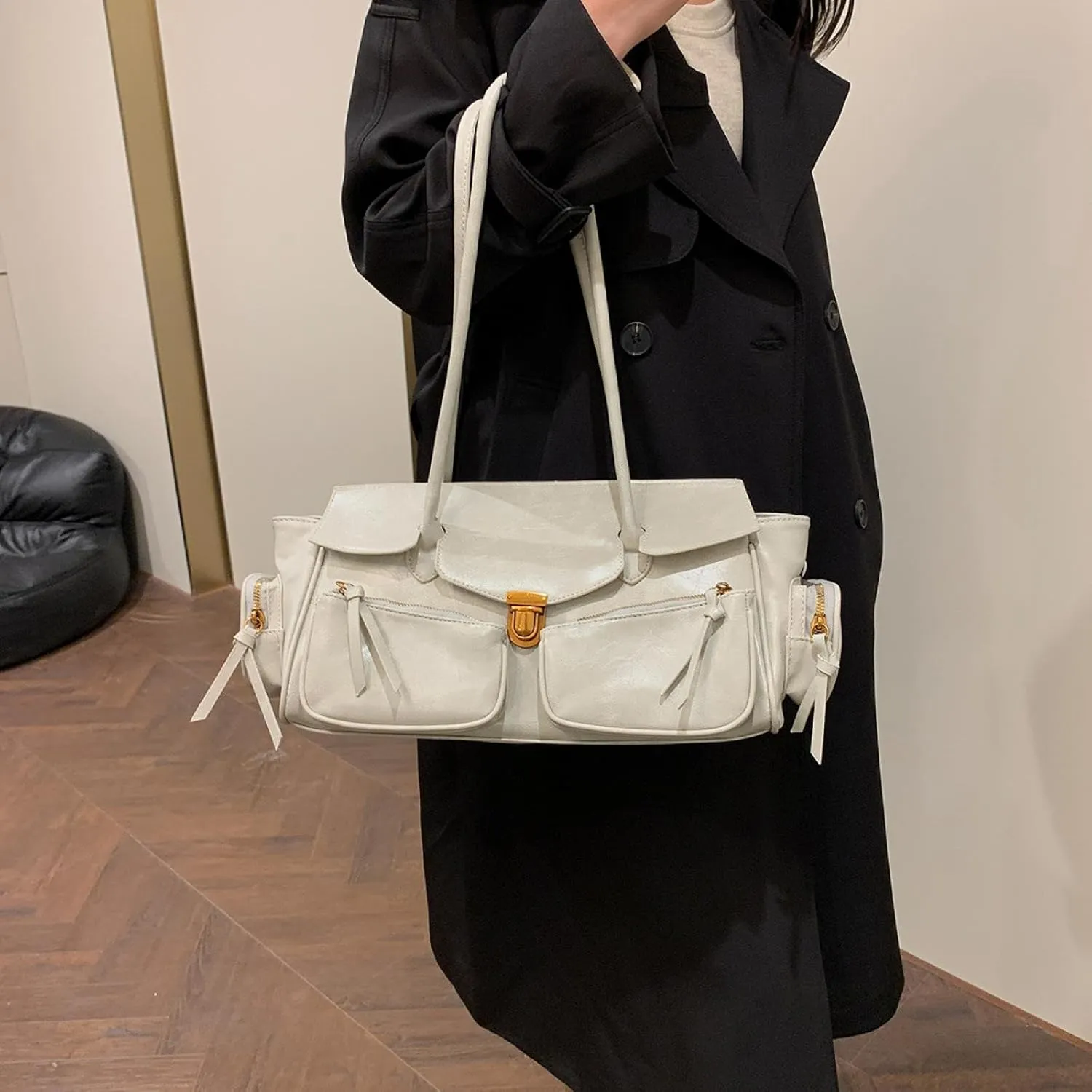 Retro Large Capacity Multi-functional Y2k Women's Tote Bag - Stylish Hobo Shoulder Bag with Multiple Pockets