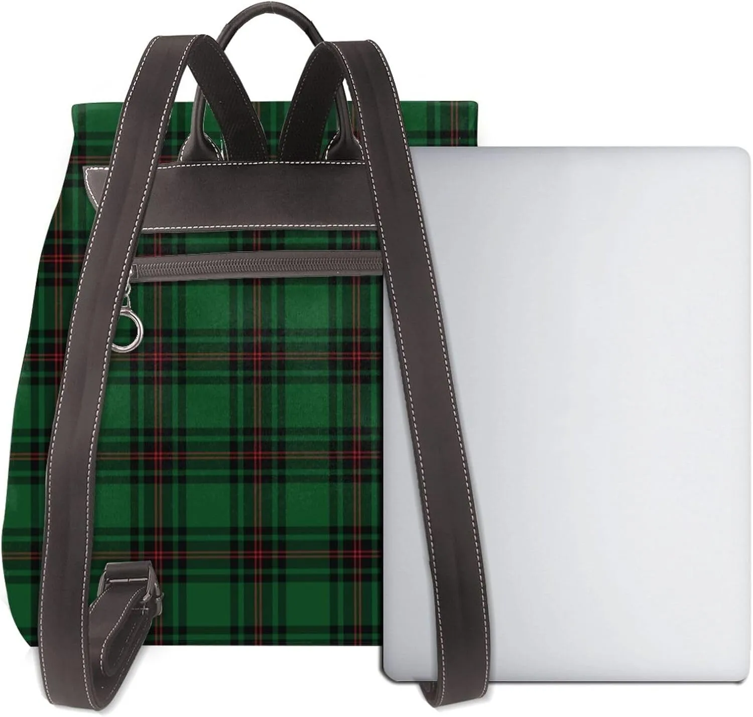 Retro Leather Shoulder Bag Fletcher Modern Fife District Tartan Backpack Practical Daypack Purse for Women Ladies