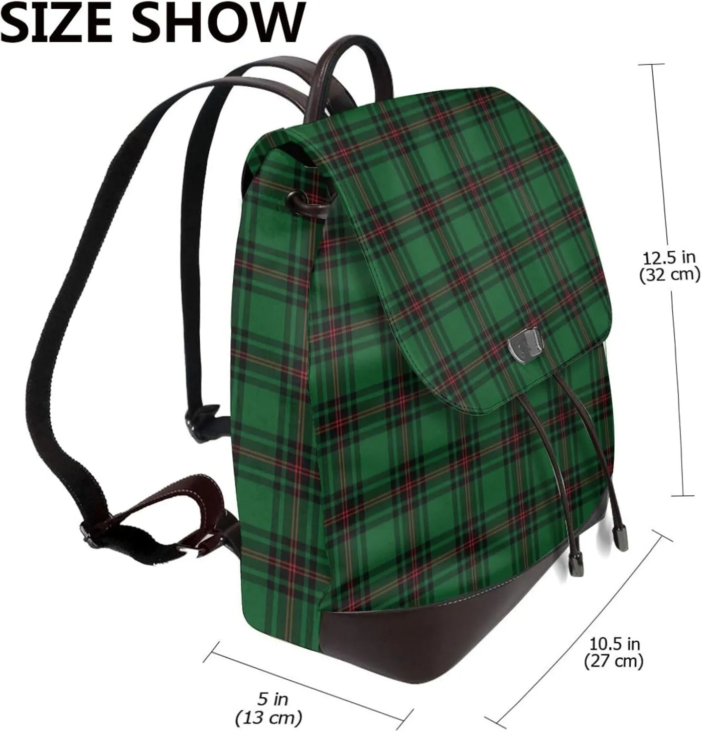 Retro Leather Shoulder Bag Fletcher Modern Fife District Tartan Backpack Practical Daypack Purse for Women Ladies